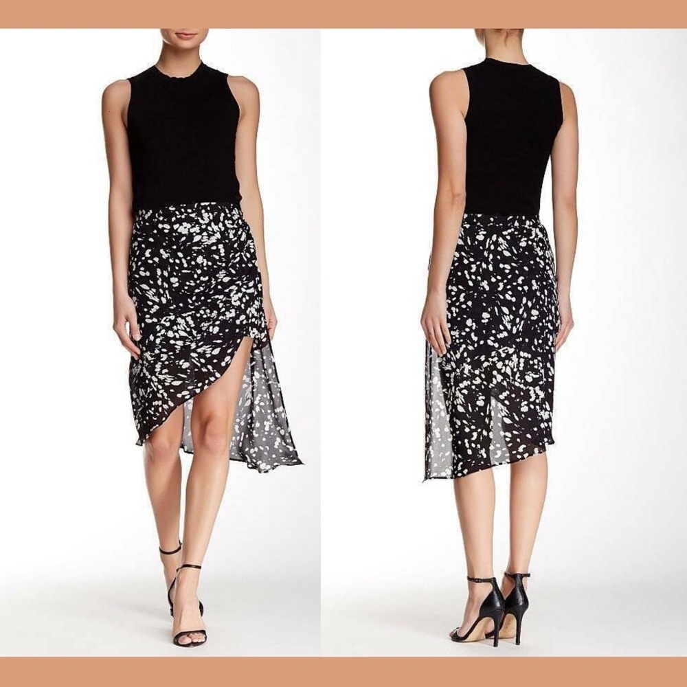 NWD $425‎ Haute Hippie Printed Silk Asymmetrical Skirt [ SZ 8 ]